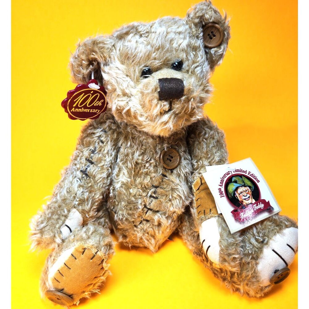 Dan Dee 100th Anniversary Teddy's Teddy Roosevelt Plush Bear Button Arms 9"
